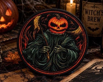 Scarecrow Patch/Iron-on Patch/Halloween Costume Decor/Horror Patch/Gothic Spooky Pumpkin/Sew-On Applique for Clothing Jacket Hat Backpack
