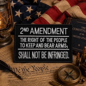 2nd Amendment Patch Embroidered Iron-on Applique for Vest Jacket Backpack Clothing Bag, US Constitution 2A Badge, Pro Gun Rights Patch