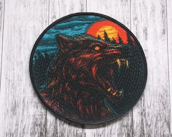 Werwolf Aufnäher/Patch zum Aufbügeln/Paranormal/Wald Cryptid/Horror Geschenk/Werwolf Applikation zum Aufnähen für Kleidung Weste/Jacke, Hüte, Rucksäcke Ausrüstung