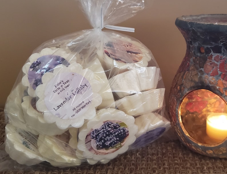 BULK Tart N Tealight Bundle 25 7-Hr Unscented Pure Soy Tea Lights and 24 No-Stick Natural Wax Tarts, Many Scents Fragrances image 2