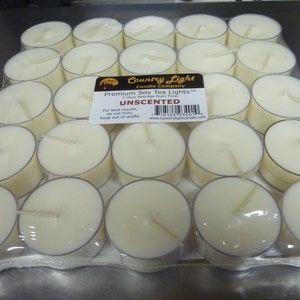 BULK Tart N Tealight Bundle 25 7-Hr Unscented Pure Soy Tea Lights and 24 No-Stick Natural Wax Tarts, Many Scents Fragrances image 4