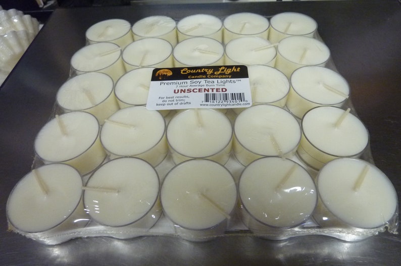 BULK Tart N Tealight Bundle 25 7-Hr Unscented Pure Soy Tea Lights and 24 No-Stick Natural Wax Tarts, Many Scents Fragrances image 4