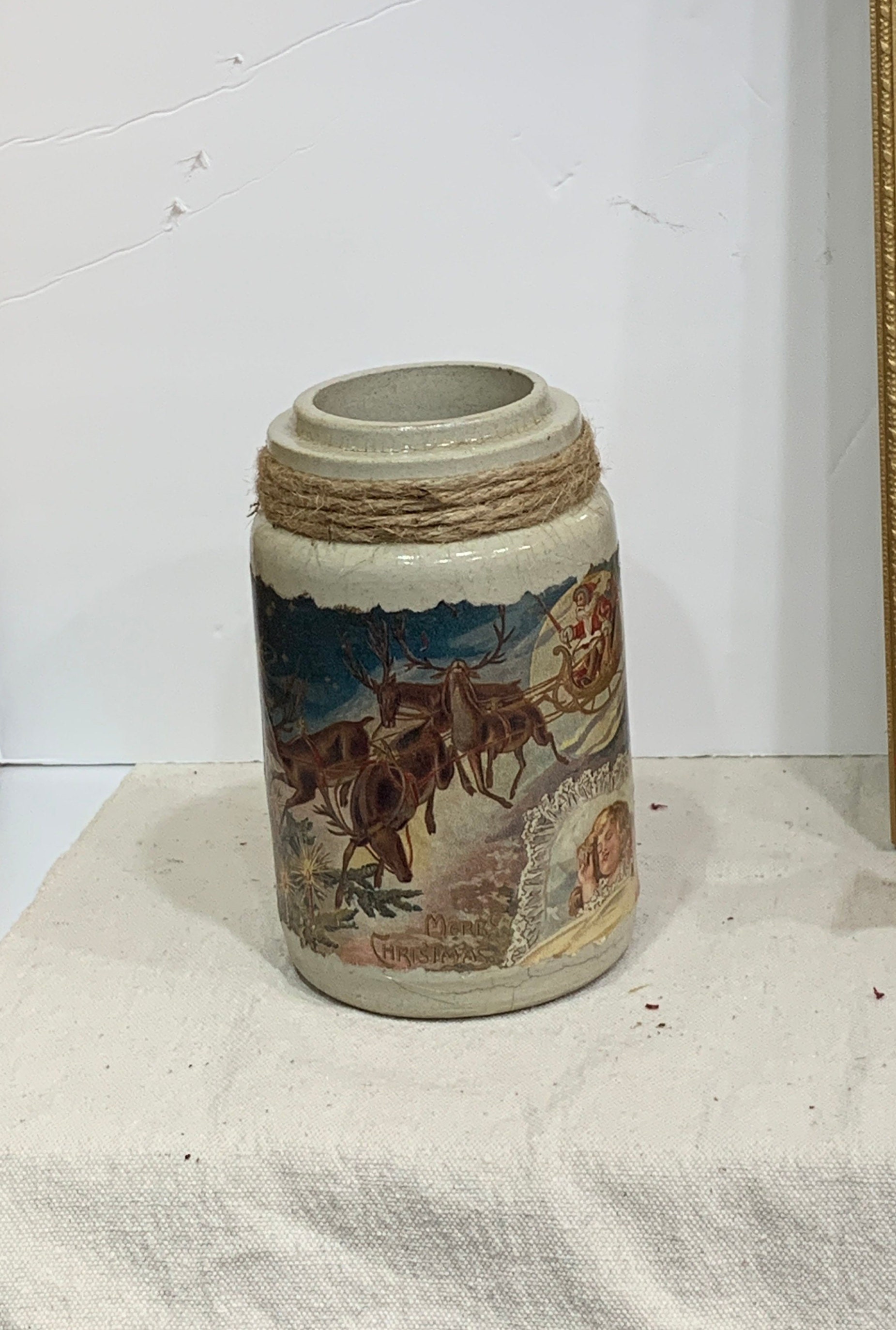 Vintage sauerkraut crock quart sized Christmas picture Etsy