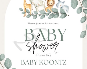 Safari Jungle Theme Baby Shower Invitations Instant Download/ Printable ...
