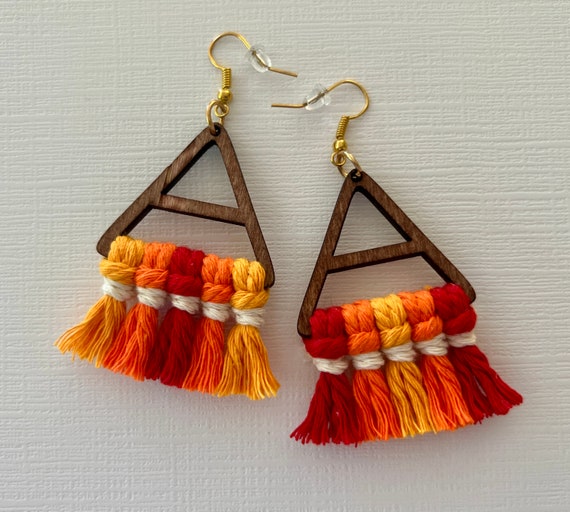 Macrame Earrings - Flame & Fringe