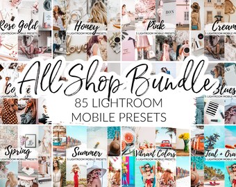 ALL SHOP Bundle 85 Mobile Lightroom Presets, Bright, Airy, Crisp, Moody Instagram Filters, Instagram Theme, Blogger Lightroom Mobile Preset