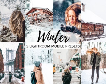 5 Winter Mobile Lightroom Presets, Bright, Airy, Crisp, Moody Instagram Filters, Instagram Theme, Lightroom Mobile Preset Lifestyle Blogger