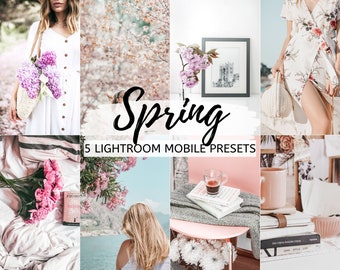 5 Spring Mobile Lightroom Presets, Bright, Airy, Crisp, Moody Instagram Filters, Instagram Theme, Lightroom Mobile Preset Lifestyle Blogger