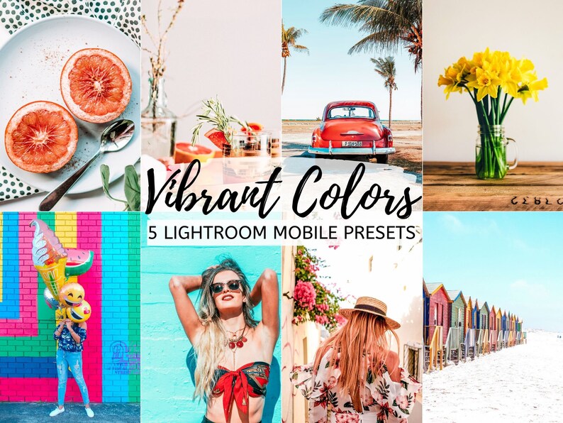 5 Vibrant Mobile Lightroom Presets, Bright, Airy, Crisp, Moody Instagram Filters, Instagram Theme, Lightroom Mobile Preset Lifestyle Blogger image 1