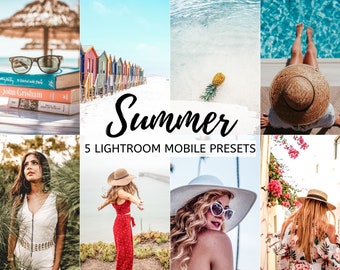 5 Summer Mobile Lightroom Presets, Bright, Airy, Crisp, Moody Instagram Filters, Instagram Theme, Lightroom Mobile Preset Lifestyle Blogger