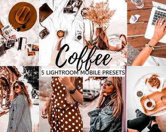 5 Coffee Mobile Lightroom Presets, Bright, Airy, Crisp, Moody Instagram Filters, Instagram Theme, Lightroom Mobile Preset Lifestyle Blogger