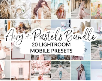 20 Airy Pastels Bundle Mobile Lightroom Presets, Bright, Airy, Crisp, Moody Instagram Filters, Instagram Theme, Lightroom Mobile Preset