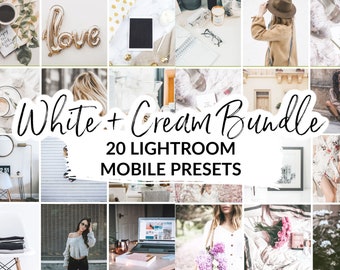 20 White + Cream Bundle Mobile Lightroom Presets, Bright, Airy, Crisp, Moody Instagram Filters, Instagram Theme, Lightroom Mobile Preset