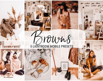 5 Browns Mobile Lightroom Presets, Bright, Airy, Crisp, Moody Instagram Filters, Instagram Theme, Lightroom Mobile Preset Lifestyle Blogger