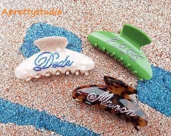Personalized Hair Claw, Hair Clips, Hair Barrettes, diamond Hair Claw, Hair accessories, Custom name Hair clips, Hair Claw, Best gift