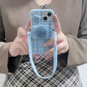 Funda de teléfono personalizada, funda de iPhone de la funda del teléfono de Apple 11,12.13 14 15 pro max con tela tejida fragante pequeña, funda del teléfono de la bolsa de la tarjeta, el mejor regalo