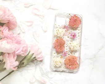 Dried pressed real flowers case, Clear Transparent case, iphone 6s 7 8 plus x xr xs  phone case, iphone 11 12 13 14 15 16 pro max,best gifts