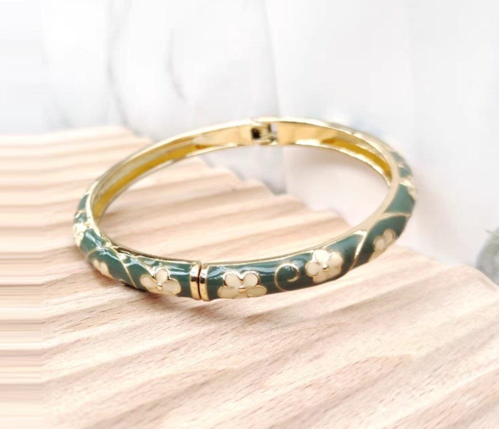 Bracelet Cloisonné Asiatique Vert - Occasion