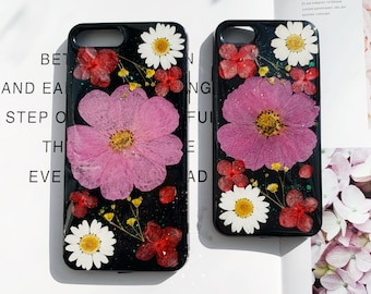 Pressed dried flower, real flower phone case,clear pressed flower phone case , natural wild flower case cover for handmade iphone case