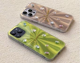 Aangepaste naam Apple-telefoonhoesje iPhone 12 13 14 15 16 Pro max, gepersonaliseerd telefoonhoesje, telefoonhoesje diamantstrass aurora, beste cadeaus
