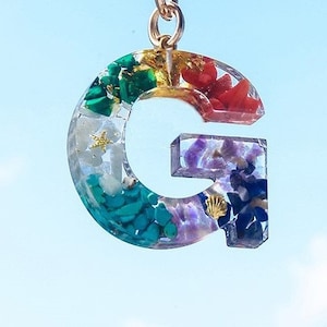 Llavero personalizado hecho a mano, regalo inicial, llavero turquesa de piedra natural, letras 3D, encanto de llavero del alfabeto A-Z, llavero de nombre, Mejor regalo