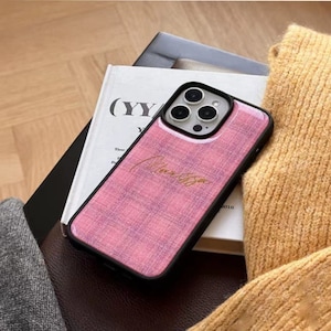 Customized name Apple phone case iPhone 11 12 13 14 15 16 Pro max, plaid phone case,personalized phone case,Lovers phone case, best gift
