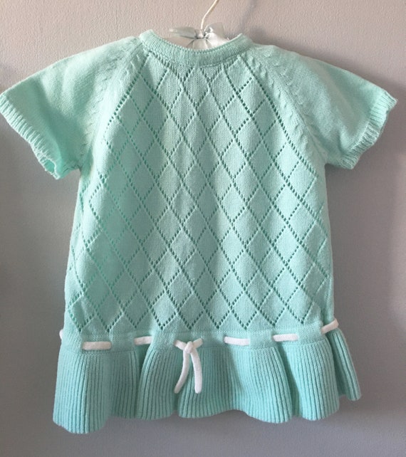 Vintage 1970s Toddler Girl's Pastel Blue Eyelet K… - image 1