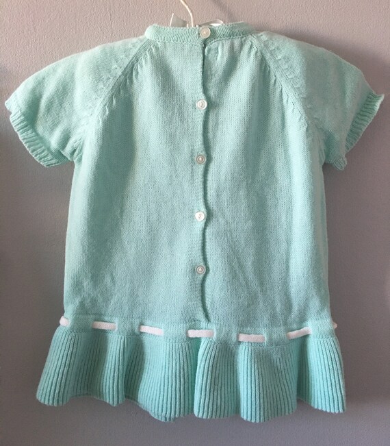 Vintage 1970s Toddler Girl's Pastel Blue Eyelet K… - image 3