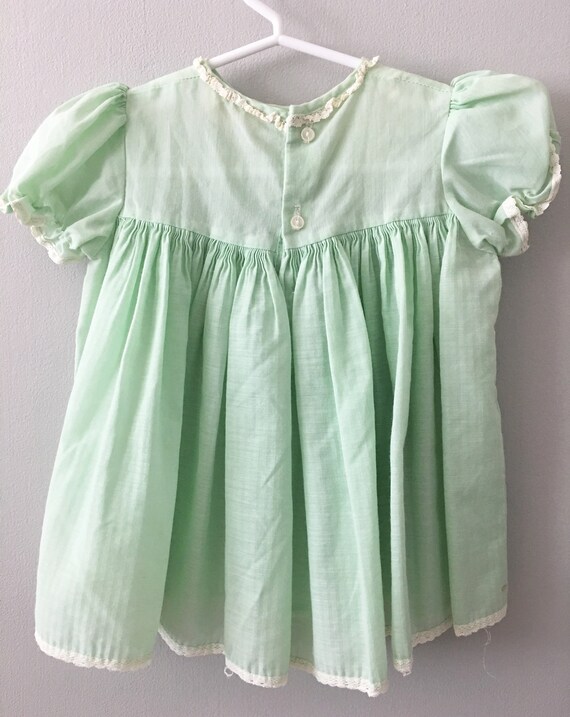 Vintage 1970s Toddler Girl's Mint Green Dress / T… - image 5