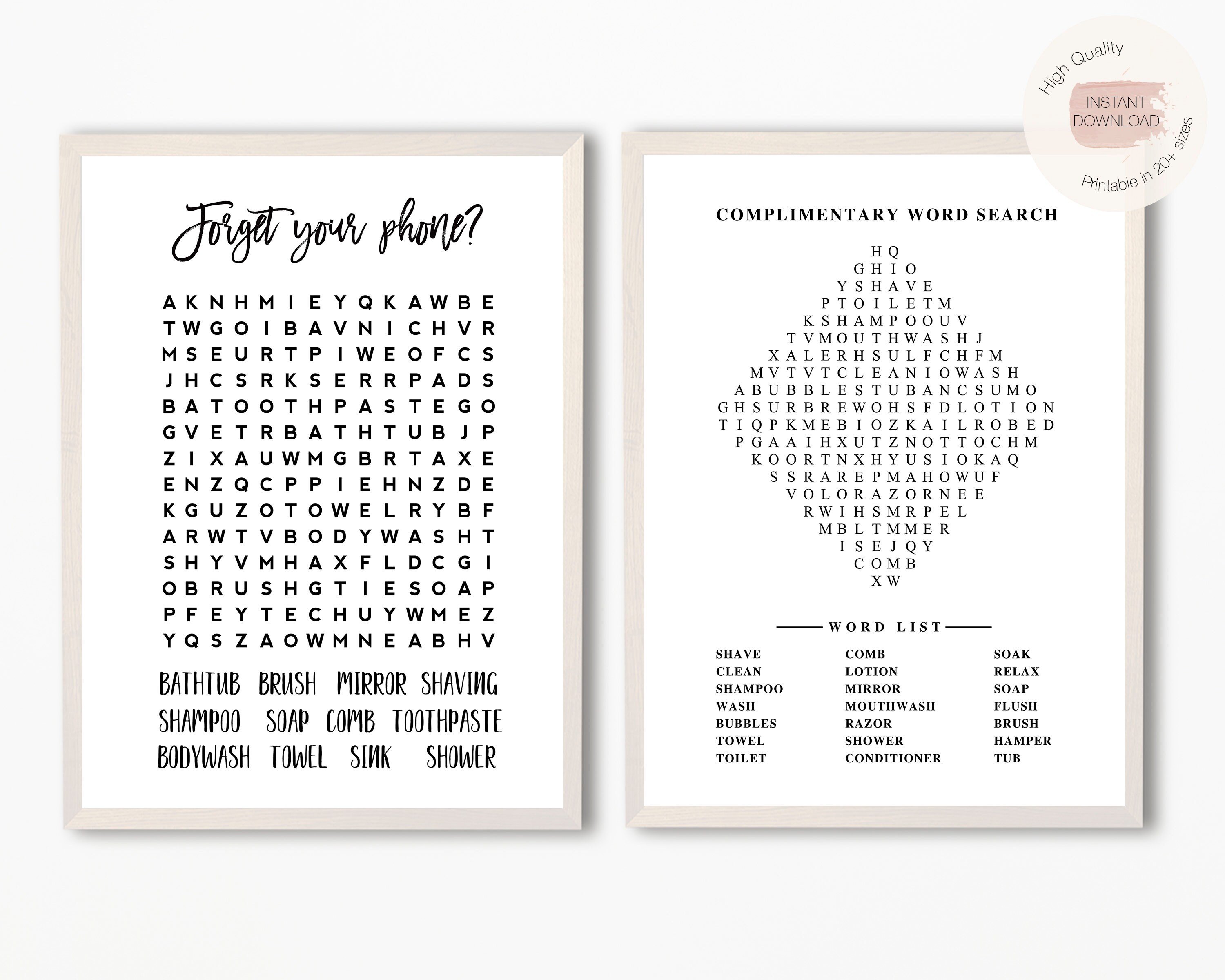 Bathroom SignsBathroom Prints Bathroom Word SearchBathroom | Etsy