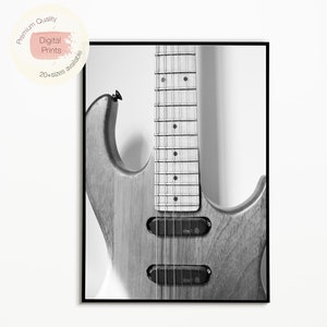 Guitar Digital Print,Large Guitar Poster Print,Music Poster Print, Black and White Print,B&W Photograph,Printable Music Art,Printable Guitar