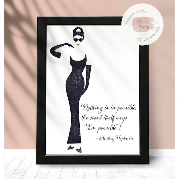 Audrey Hepburn Print Classy, Breakfast at Tiffany’s Instant Download, Feminine Digital Print, Audrey Hepburn Printable Quote, Fashion Prints