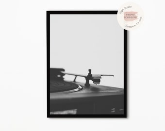 Vinyl Record Player Prints, Vinyl Record Poster, Music Poster Print, Music Prints, Black and White Print,B&W Photography,Printable Music Art