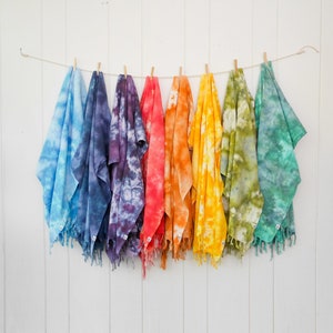 Custom Hand-Dyed Turkish Cotton Towels Tie-dye Beach towels Tie-dye Bath towels Tie-dye Peshtemal image 1