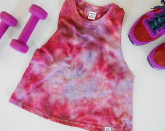 Custom Hand-Dyed Women's Cropped Flowy Yoga Tank
