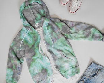 Op maat gemaakt handgeverfd sweatshirt met rits voor volwassenen // tie-dye sweatshirt