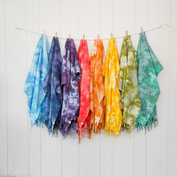 Custom Hand dyed Turkish Cotton Towels Tie dye Beach Towels Tie