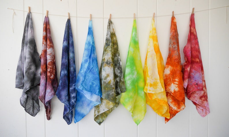 tie dye bandana, scarf, dog scarf, headband scarf, hand-dyed bandana