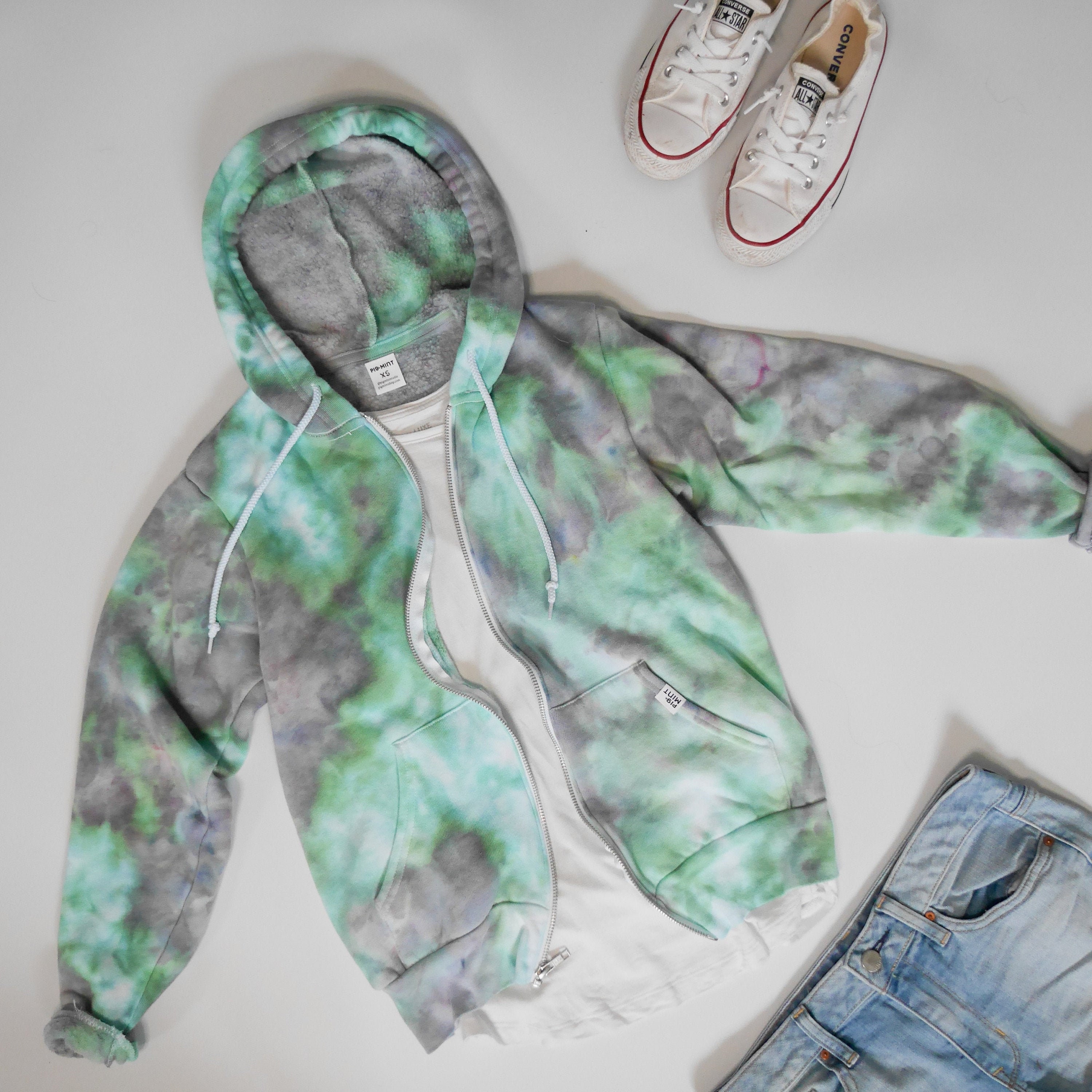 Custom Hand dyed Adult Zip up Hoodie Sweatshirt Tie dye