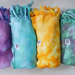 Custom Hand-Dyed Turkish Cotton Towels Tie-dye Beach towels Tie-dye Bath towels Tie-dye Peshtemal image 7