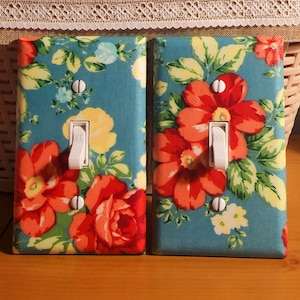 Pioneer Woman Teal Vintage Floral Rose Light Switch & Outlet Covers
