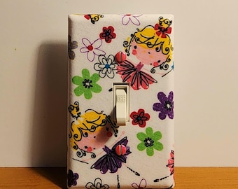 Handcrafted Adorable Ballerina Fairy and Flowers Light Switch & Outlet Covers for Little Girls