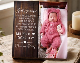 Personalized Godmother Proposal Box - Custom Photo Block 4" or 6" - Godmother Proposal Gift, With Gift Box Options