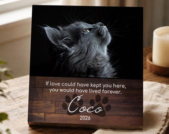 Personalized Cat Memorial Gift - Printed 4" or 6" Photo Block - Cat Memorial Frame - Cat Keepsake - Cat Sympathy Gift For Cat Loss Pet Loss