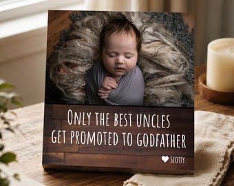 Personalized Godfather Proposal - Custom Photo Block 4" or 6" - Godfather Gift, Godfather Proposal Gift, With Gift Box Options