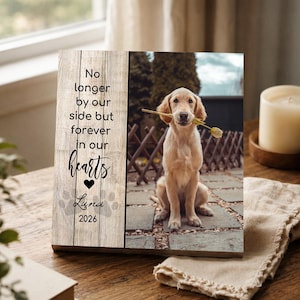 Memorial personalizado para mascotas impreso de 4" o 6" - Bloque de fotos de madera - Regalo para la pérdida de un perro - Marco conmemorativo para perros - Regalo para la pérdida de una mascota - Memorial para mascotas