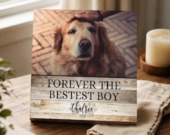 Personalized Pet Memorial Printed - Wood Photo Block - Bestest Boy - Dog Loss Gift - Dog Memorial Frame - Pet Loss Gift Dog - Pet Memorial