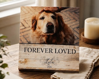 Personalized Pet Memorial Printed 4" or 6" - Wood Photo Block - Dog Loss Gift - Dog Memorial Frame - Pet Loss Gift Dog - Pet Memorial