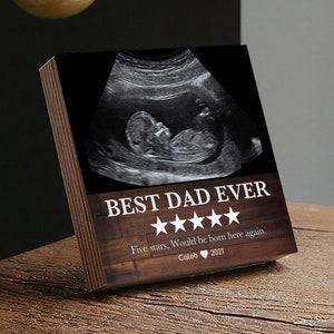 Marco de ultrasonido personalizado: el mejor regalo para papá. Bloque de fotos de 10 o 15 cm con tarjeta manuscrita. Regalo para el Día del Padre de tu hija o hijo.
