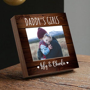 Personalisierter Vatertagsgeschenkrahmen - 4 "oder 6" Fotoblock mit handgeschriebener Karte - Vatertagsgeschenk von Tochter - Papas Mädchen